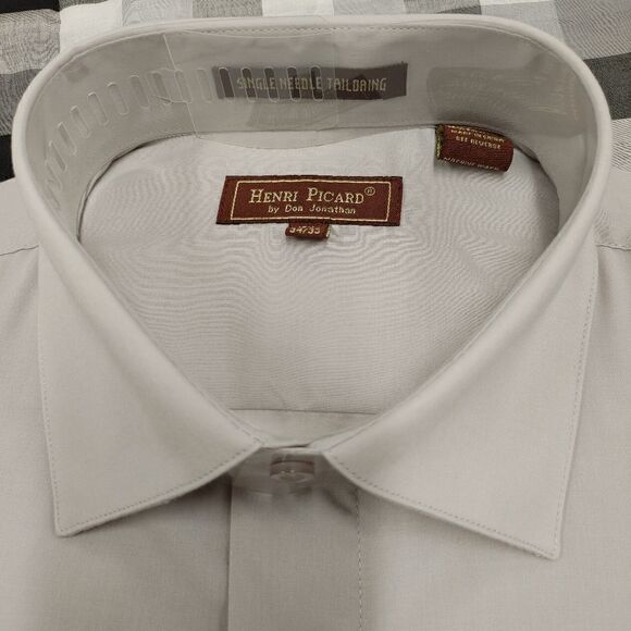 HENRI PICARD BY DON JONATHAN SILVER DRESS SHIRT. - Picture 3 of 3
